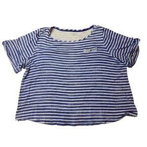 Croft & Barrow 3X Blue Striped Cotton Pocket Tee - Plus Size